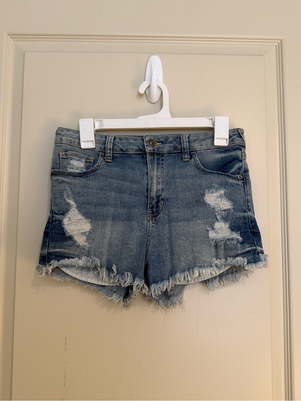 Just USA Light Blue Distressed Denim Shorts